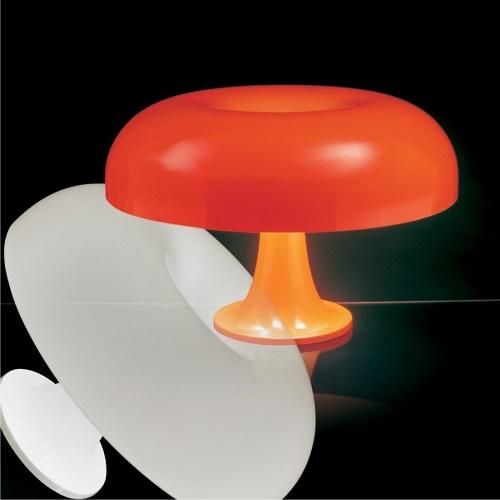 pomarańczowa lampa stołowa do salonu