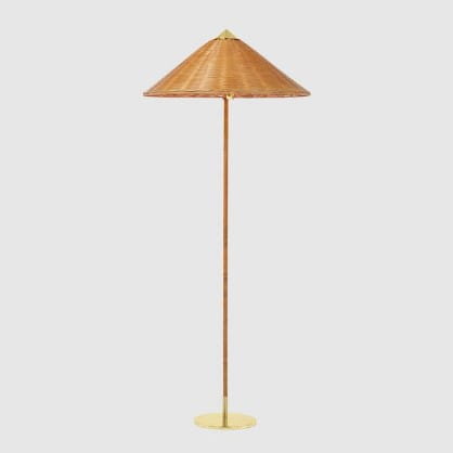 Elegancka lampa podłogowa 9602 - wiklinowy klosz