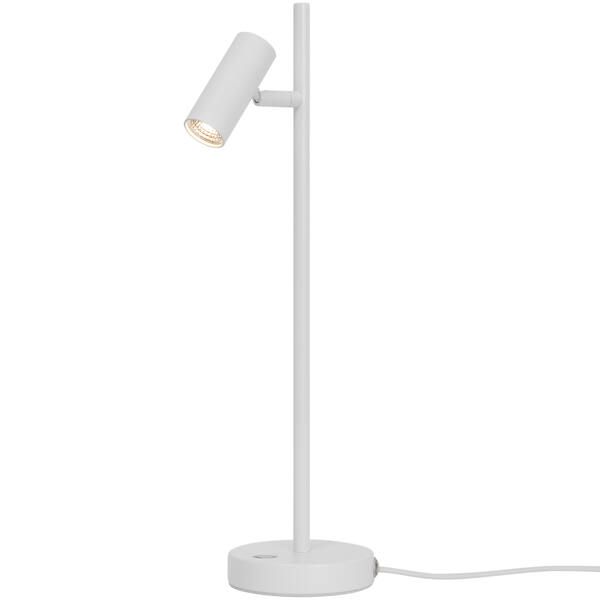 biała lampa stołowa z reflektorkiem