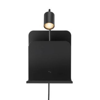 Czarny kinkiet Roomi - Nordlux, giętki reflektor, port USB