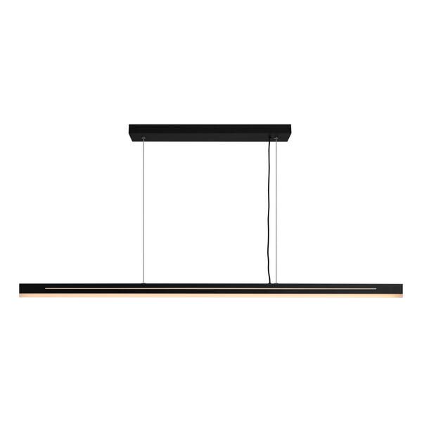 czarna długa lampa wisząca nad stół