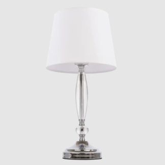 Srebrna lampa stołowa Monaco - biały abażur