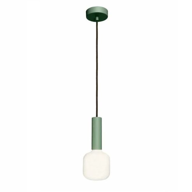 Lampa wisząca Matuba - zielona, żarówka z efektem porcelany
