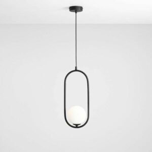 Czarna lampa wisząca Elli 1 Aldex - szklana kula w ramie