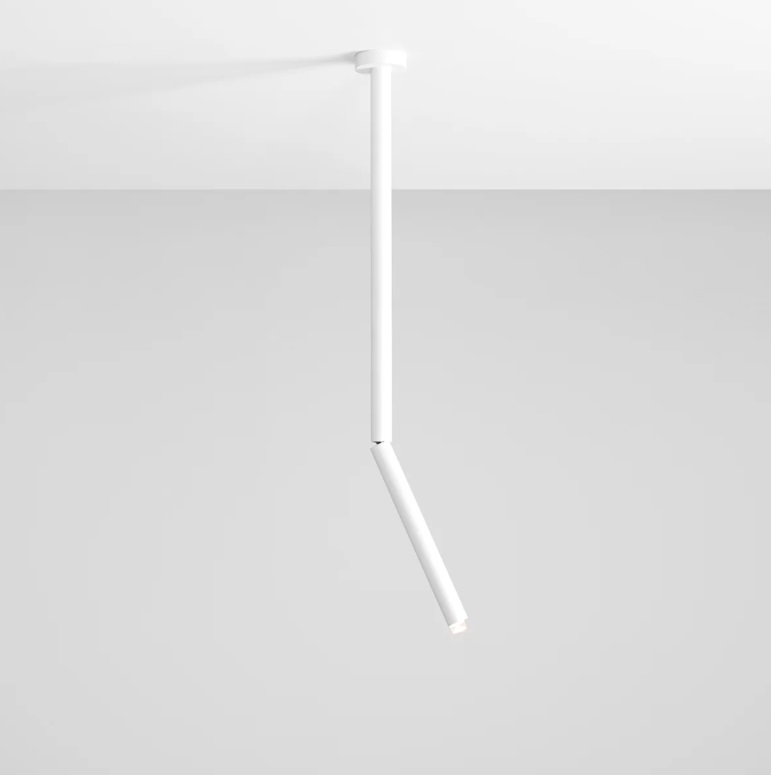 Biała lampa wisząca Stick M - regulowany reflektor