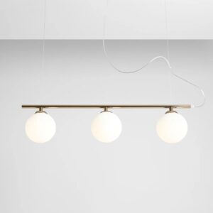 Złota lampa wisząca nad wyspę Beryl - 3 opalowe kule