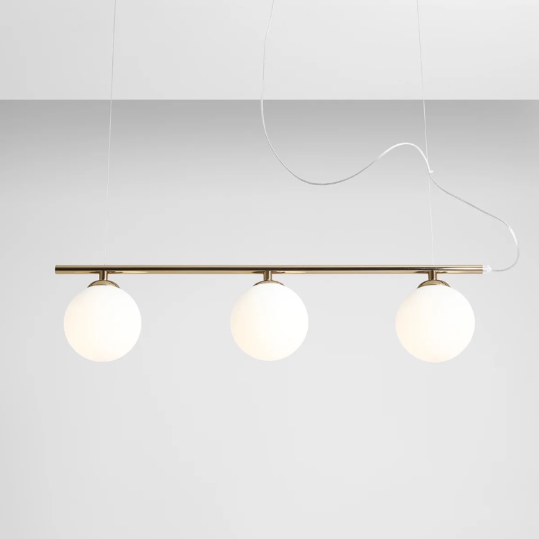 Złota lampa wisząca nad wyspę Beryl - 3 opalowe kule