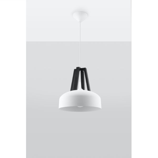 biała lampa wisząca do skandynawskiej kuchni