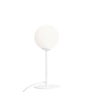 Biała lampa biurkowa Pinne - szklany klosz