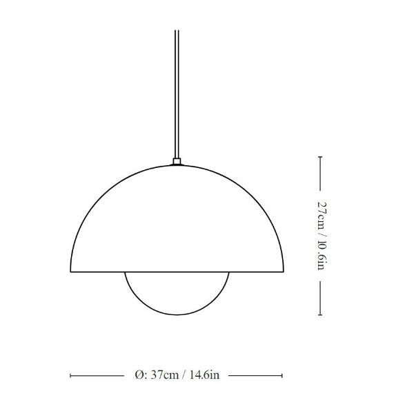Efektowna lampa wisząca Flowerpot VP7 - 37cm, beżowa szarość - 1