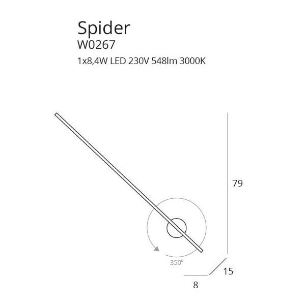 Nowoczesny kinkiet Spider - czarny, LED - 1