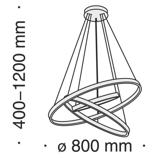 Czarny żyrandol Rim - 3 ledowe pierścienie, 80cm - 1