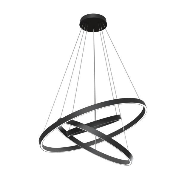 Czarna lampa wisząca Rim - ledowe ringi, 80cm