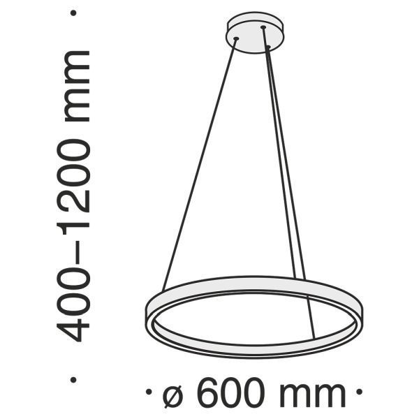 Ledowa lampa wisząca Rim - czarna, 60cm - 1