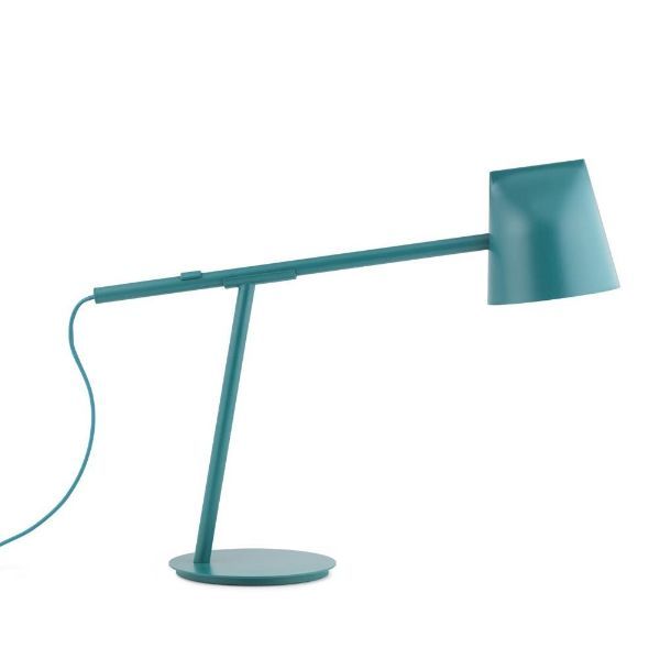 turkusowa lampa biurkowa nowoczesna