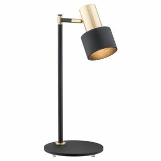 Elegancka lampa biurkowa Doria  - regulowany klosz, czarna