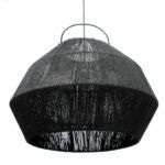 Czarna lampa wisząca z naturalnym kloszem