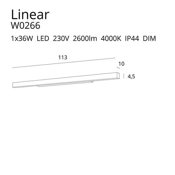 Podłużny kinkiet Linear L - czarny, IP44 - 1
