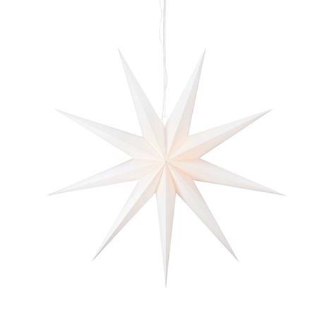 Lampa wisząca z białym kloszem w kształcie gwiazdy