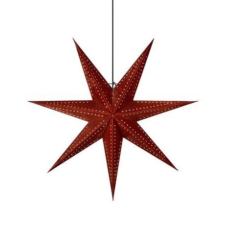 Lampa wisząca z kloszem bordowym w kształcie gwiazdy