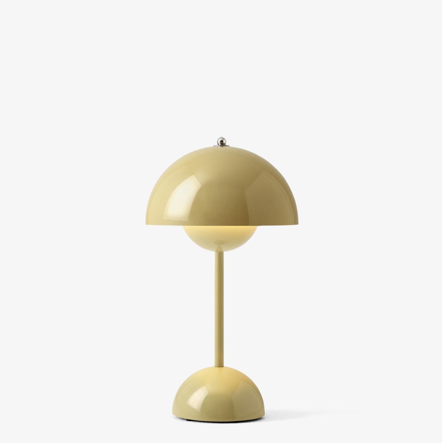 Nowoczesna lampa stołowa w kolorze musztardowym
