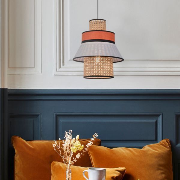 lampa wisząca z kloszem szaro-pomarańczowym