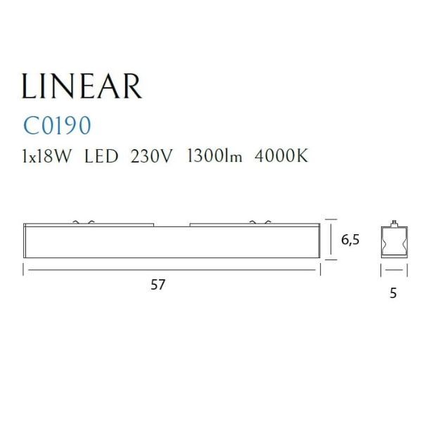 Lampa sufitowa Linear S - czarna, LED, 4000K - 1