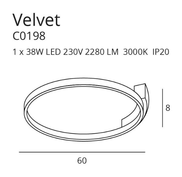 Nowoczesna lampa sufitowa Velvet M - czarny ring, 3000K - 1