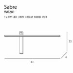 Czarny kinkiet Sabre S - czarny, listwa LED - 1