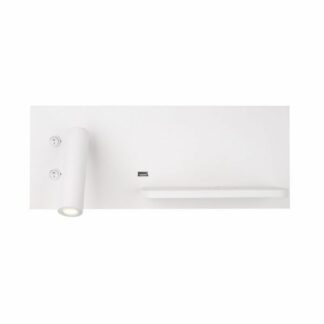 Biały kinkiet Superior - reflektor do czytania, port USB, ładowarka indukcyjna