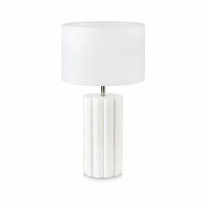 Biała lampa stołowa Column - ceramiczna podstawa