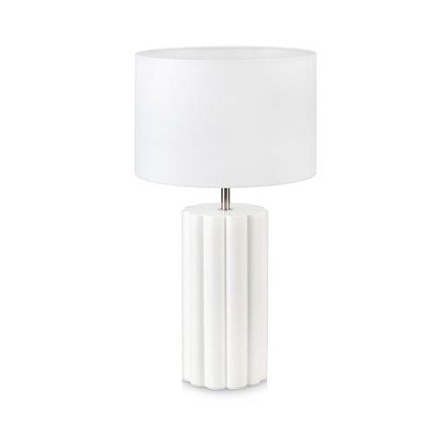 Lampa stołowa z białą podstawą i białym abażurem