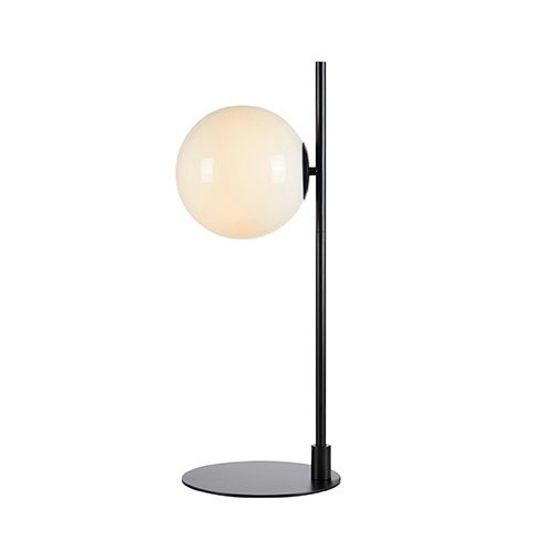 Czarna lampa stołowa Dione - szklany klosz