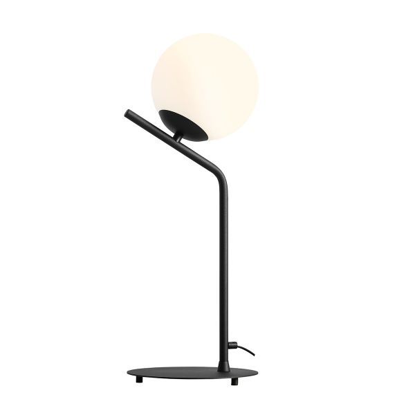 Czarna lampa stołowa z kloszem