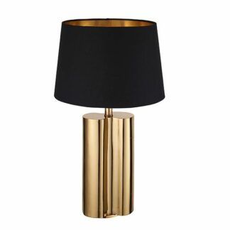 Efektowna lampa stołowa Calana - złota, czarny abażur