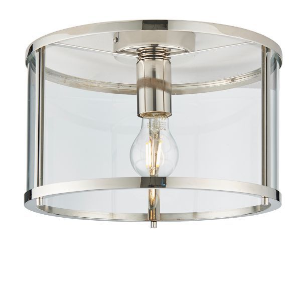 Lampa sufitowa z dużym, transparentnym kloszem