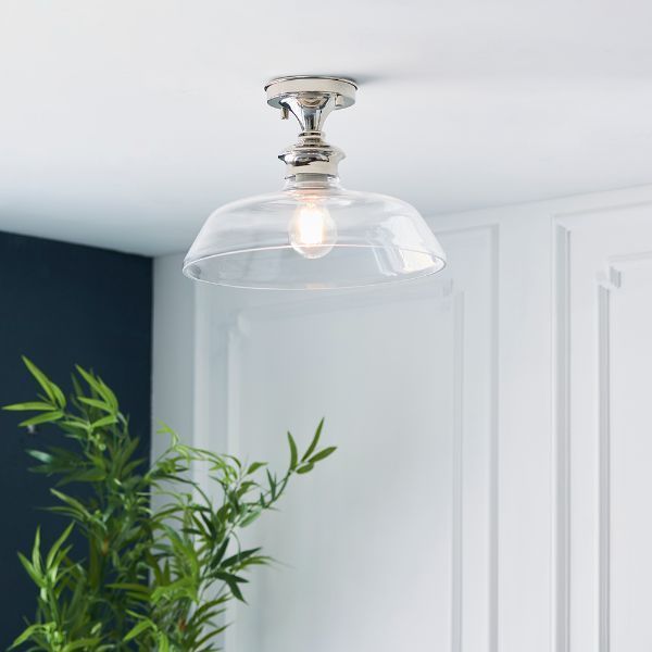Dekoracyjna lampa z transparentnym otwartym kloszem
