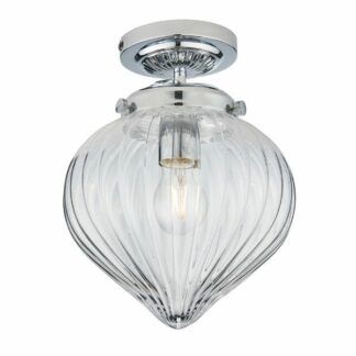Lampa sufitowa Cheston - srebrna, szklany klosz, IP44