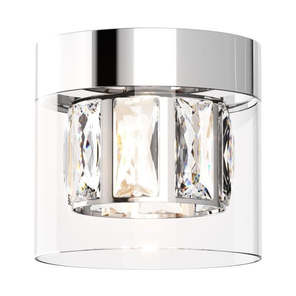 Elegancka lampa sufitowa z kryształkami i szklanym kloszem