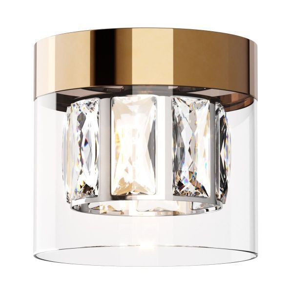 Lampa sufitowa Gem - złota, szklany klosz