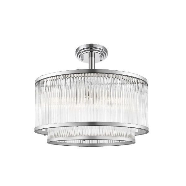 Lampa sufitowa srebrna z transparentnym kloszem