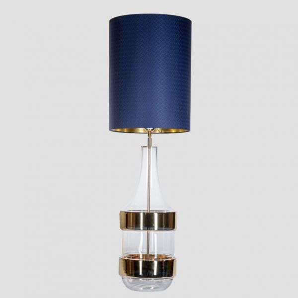 Lampa wysoka podłogowa z niebieskim abażurem