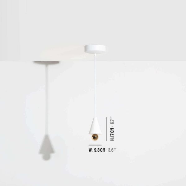 Biała lampa wisząca Cherry XS - stożkowy klosz - 1