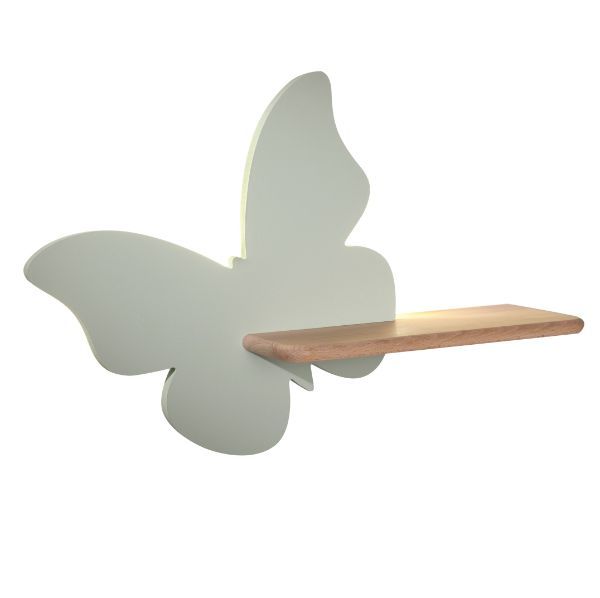 Miętowy kinkiet Butterfly - z półką, LED
