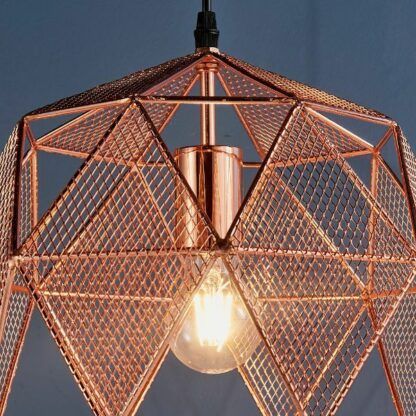 Miedziana lampa wisząca Armour - Endon Lighting - ażurowa, metalowa
