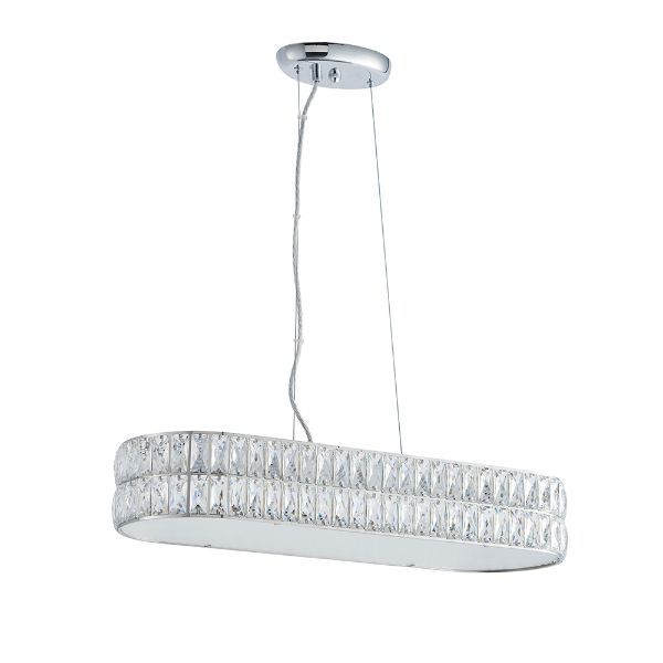 Lampa wisząca podłużna z kryształami dekoracyjnymi