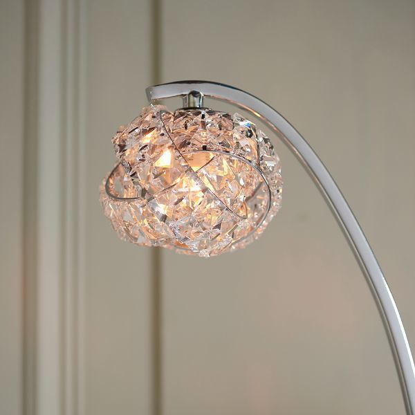Lampa podłogowa z kloszem kryształowym dekoracyjny