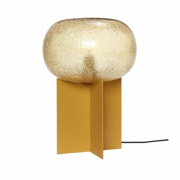 Lampa stołowa z szklanym kloszem i przewodem