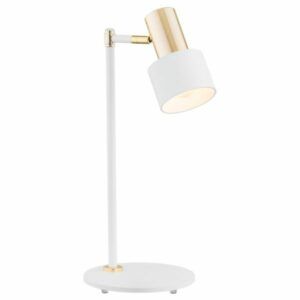 Biała lampa stołowa Doria - złote detale
