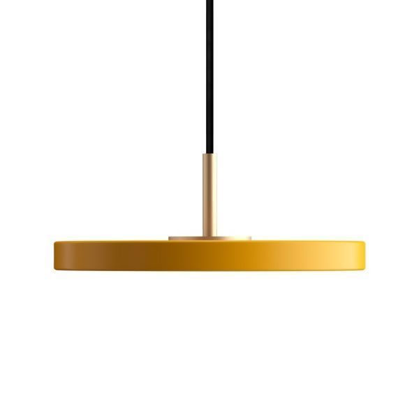 Lampa wisząca w kolorze żółtym ze złotym elementem